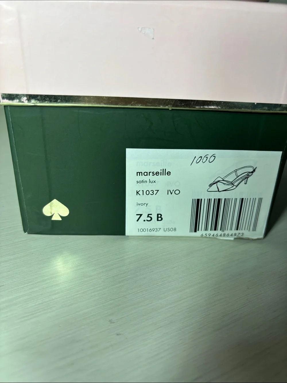Kate Spade Marseille Ivory Satin Bow Slingback Kitten Heels 7.5B